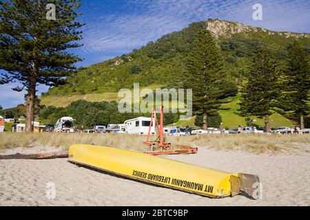 Camp de moteur du domaine de Mount Maunganui, ville de Tauranga, Île du Nord, Nouvelle-Zélande Banque D'Images