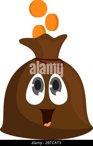 Sac de pièces dorées , illustration, vecteur sur fond blanc Illustration de Vecteur