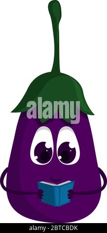 Livre de lecture d'aubergine , illustration, vecteur sur fond blanc Illustration de Vecteur