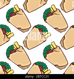 Motif Shawarma , illustration, vecteur sur fond blanc Illustration de Vecteur