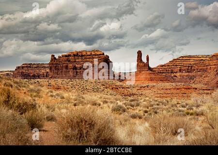 UT00583-00....UTAH - les flèches et les buttes s'élèvent au-dessus des prairies dans la vallée des dieux. Banque D'Images