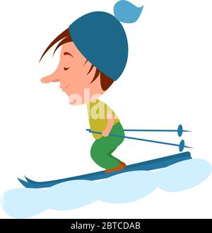 Homme ski sur neige , illustration, vecteur sur fond blanc Illustration de Vecteur