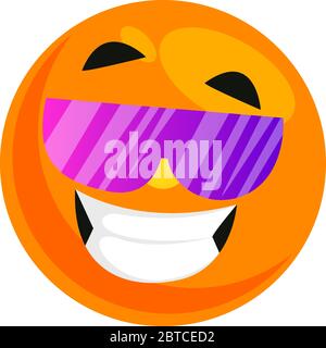 Emoji avec lunettes de soleil, illustration, vecteur sur fond blanc Illustration de Vecteur