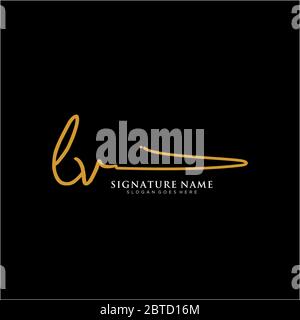 Initiales du logo de signature LV. Modèles logovector d'écriture manuscrite. Logo pour les affaires, la beauté, la mode, la signature