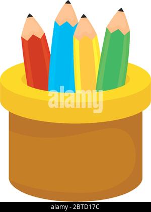 couleurs crayons fournitures scolaires dans les supports Illustration de Vecteur