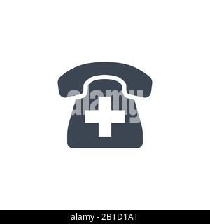 Icône de glyphe vectoriel lié au téléphone d'urgence. Illustration de Vecteur