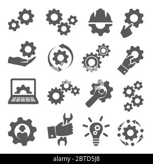 Icônes d'engrenage sur fond blanc Illustration de Vecteur