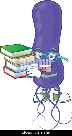 Une mascotte conception de l'étudiant de spirila bleue ayant des livres Illustration de Vecteur