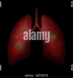 Icône des poumons covid 19 signe poumons avec l'icône du virus COVID-19 SRAS-COV-2 coronavirus Banque D'Images