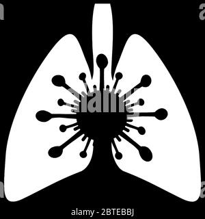 Icône des poumons covid 19 signe poumons avec l'icône du virus COVID-19 SRAS-COV-2 coronavirus Banque D'Images