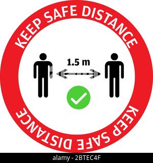 Pictogramme de distance sociale. Maintenez 1.5 mètres ou 5 pieds de toute personne que vous ne vivez pas avec l'illustration vectorielle. Illustration de Vecteur