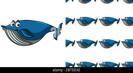 Seamless background design avec rorqual bleu illustration Illustration de Vecteur