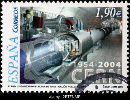 Le CERN de Genève a célébré sur le timbre-poste Banque D'Images