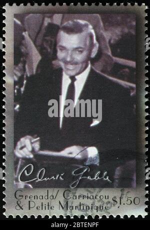 Clark Gable et sa signature sur timbre-poste Banque D'Images