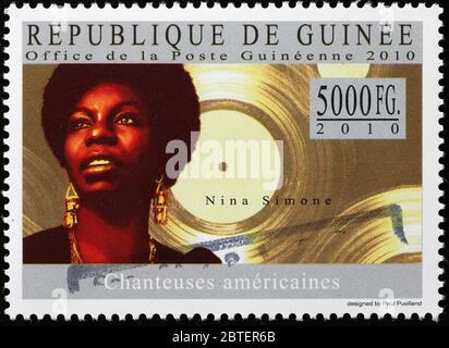 Nina Simone sur timbre-poste de la Guinée Banque D'Images