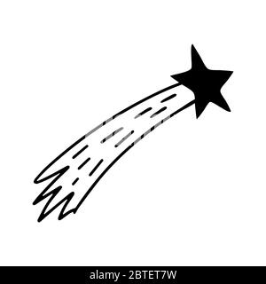 Adorable comète à motif de caniche dessiné à la main. Isolé sur fond blanc. Illustration de stock vectoriel. Illustration de Vecteur