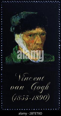 Autoportrait de Van Gogh sur le timbre Banque D'Images