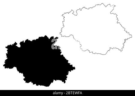 Département de Gers (région de France, de la République française, de l'Occitanie ou de l'Occitania) carte illustration vectorielle, croquis griffés carte de Gers Illustration de Vecteur