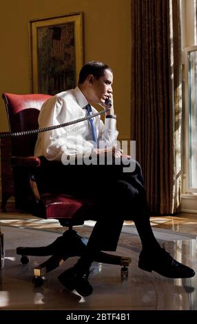 Le président Barack Obama s'entretient avec le Premier ministre irakien Nouri al-Maliki dans le bureau ovale 2/2/09. Banque D'Images