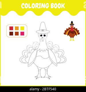 Livre de coloriage avec dinde pour enfants Illustration de Vecteur