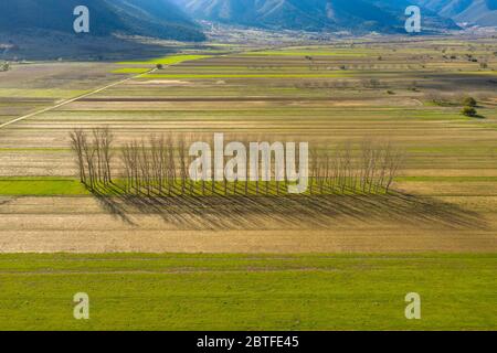 Vue aérienne du lac de Stymphalia situé à Péloponnèse, Grèce Banque D'Images