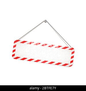 Panneau d'avertissement rouge et blanc suspendu sur la corde blanc Illustration de Vecteur