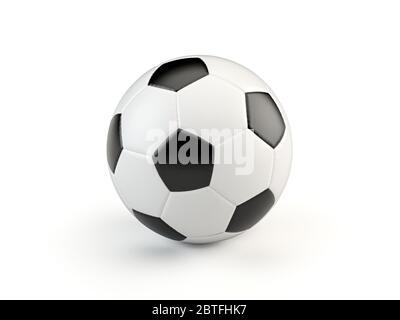 Ballon de football noir et blanc de style vintage isolé sur fond blanc Banque D'Images