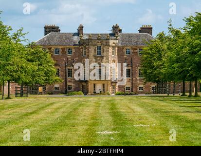 Vue sur le manoir palladien Archerfield House, East Lothian, Écosse, Royaume-Uni Banque D'Images