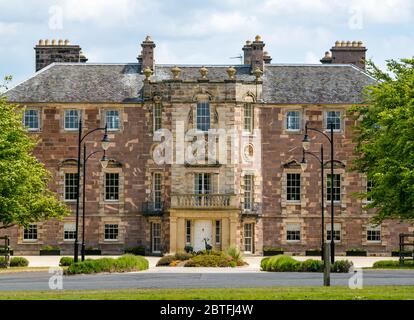 Vue sur le manoir palladien Archerfield House, East Lothian, Écosse, Royaume-Uni Banque D'Images