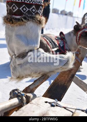 Chaussures chaudes unta Esquimostiefel ou Inuitstiefel. Chaussures des peuples du Nord Banque D'Images