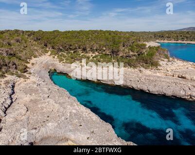 Caló d'en Perdiu, Parc naturel de Mondragó, zone municipale de Santanyí, Majorque, Iles Baléares, Espagne. Banque D'Images