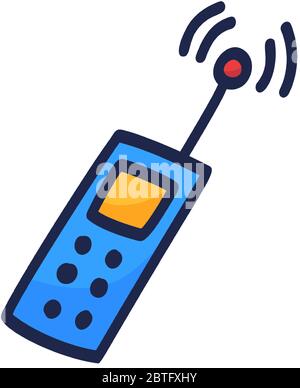 L'icône du téléphone est dessinée à la main dans un style de dessin animé. Illustration de l'effet de caniche Illustration de Vecteur