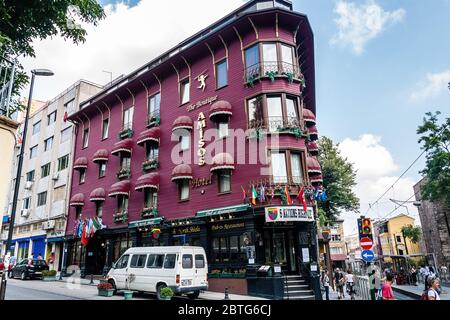 Istanbul, Turquie - 21 août 2008 : Hotel Amisos (aujourd'hui Idylle Hotel) Banque D'Images