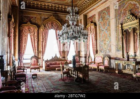 L'intérieur opulent du Palais Beylerbeyi, Istanbul Banque D'Images