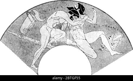 Hercules était le fils de Zeus (équivalent romain de Jupiter) et le mortel Alcmene, dans la mythologie grecque. La photo dépeint, Heracles et Antaeus, vintage Illustration de Vecteur