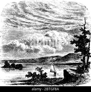 Les nuages sont une masse visible de gouttelettes fines où les nuages cirrus sont droits et les nuages cumulus sont de forme de chou-fleur, de dessin de ligne vintage ou de gravi Illustration de Vecteur