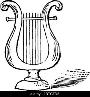 Instrument de musique à cordes remarquable pour son utilisation dans l'antiquité classique grecque, il ressemble à celui d'une petite harpe, mais joué en étant trummé W Illustration de Vecteur