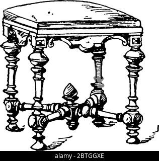 Représentation typique d'un tabouret moderne, d'un dessin de ligne vintage ou d'une illustration de gravure. Illustration de Vecteur