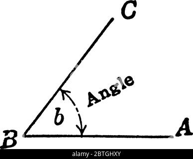 Illustration de deux segments de ligne BC, BA et angle b entre eux, dessin de ligne vintage ou illustration de gravure. Illustration de Vecteur