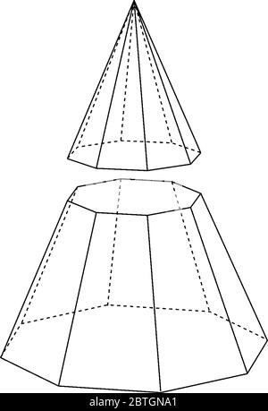 Il existe deux formes octogonales qui ressemblent à une forme globale, mais en coupant près de la moitié divisée en deux formes- l'une ressemble à un cône une seconde o Illustration de Vecteur