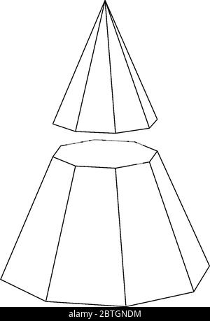 Il existe deux formes octogonales qui ressemblent à une forme globale, mais en coupant près de la moitié divisée en deux formes- l'une ressemble à un cône une seconde o Illustration de Vecteur