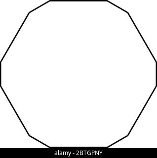 Polygone à douze côtés, tous les côtés sont de longueur inégale et les angles intérieurs sont inférieurs à 180 degrés, dessin de ligne vintage ou illustration de gravure. Illustration de Vecteur