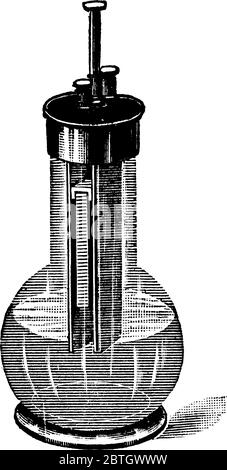 Un ensemble expérimental, avec une plaque de zinc suspendue entre deux plaques de carbone, de manière à avoir deux surfaces de carbone exposées à l'action directe de deux z Illustration de Vecteur