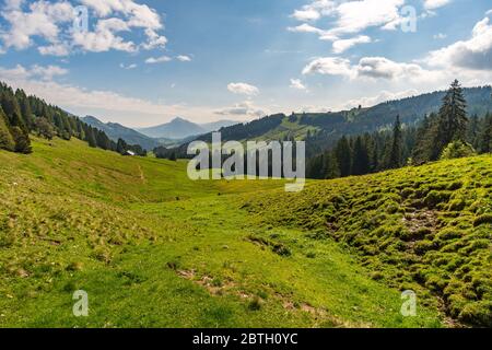 Fantastique excursion en montagne à Siplingerkopf et à Heidelbeerkopf depuis la vallée de Gunzesried dans les Alpes d'Allgau Banque D'Images