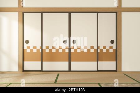 chambre de style tropical intérieur, chambre vide style japonais. Rendu 3D Banque D'Images