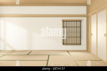 chambre de style tropical intérieur, chambre vide style japonais. Rendu 3D Banque D'Images