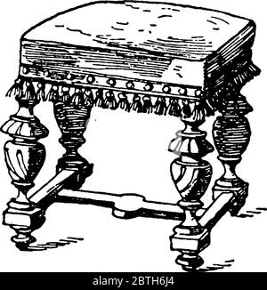 Représentation typique d'un tabouret moderne, d'un dessin de ligne vintage ou d'une illustration de gravure. Illustration de Vecteur