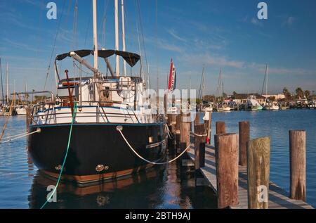 Bateau de visite à la marina, Aransas Bay, Golfe du Mexique, Rockport, Gulf Coast, Texas, États-Unis Banque D'Images