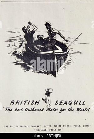 Publicité vintage pour les moteurs hors-bord Seagull britanniques. Banque D'Images