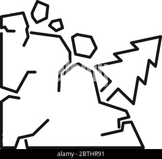 Icône de diapositive de terrain de sinistre. Outline catastrophe Landslide vector icône pour la conception de Web isolée sur fond blanc Illustration de Vecteur